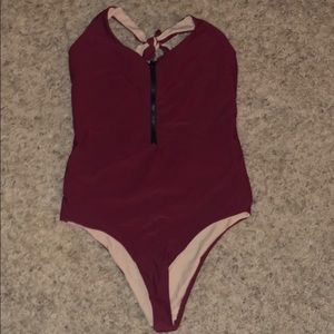 Maroon one piece swim suit